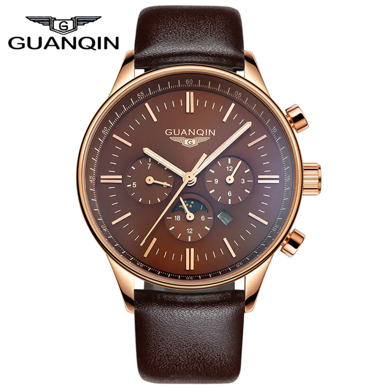 GUANQIN GQ12003 2017 мужские часы лучший бренд Роскошные светящиеся аналоговые модные