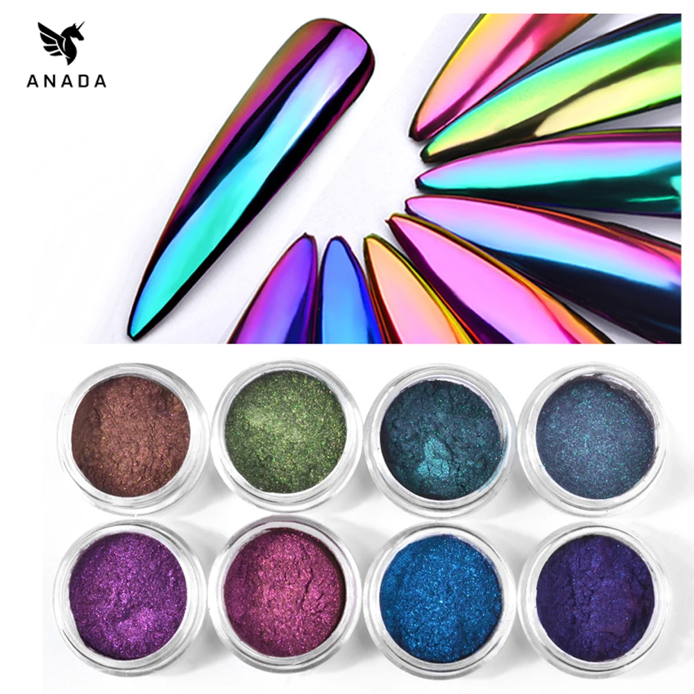 

ANADA 0.2g/ box Mirror Nails Chrome Mirror Powder Dust Powder Chameleon Aurora Nail Art Nail Decoration Sparkles Mirror Powder