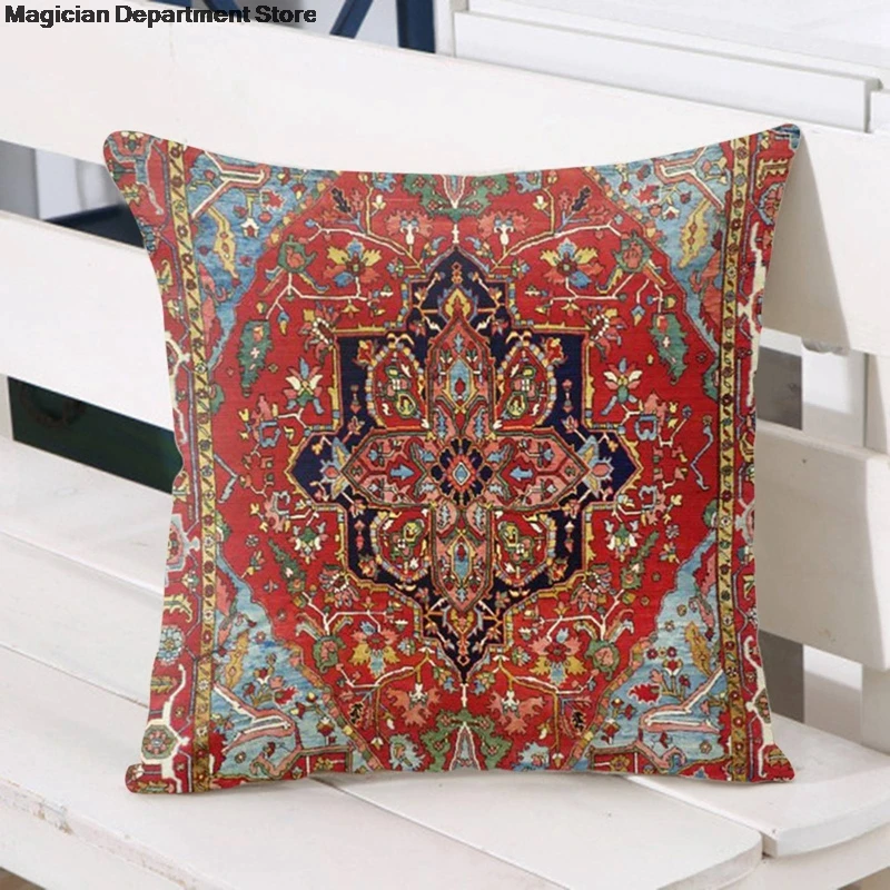 

Exotic Boho Style 45x45cm Pillowcase Persian Turkish Carpet Pattern Sofa Car Creative Cafe Decoration Persian Cushion Case 2021