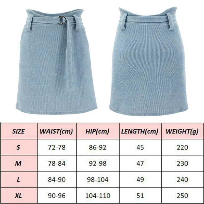Женская мини юбка с высокой талией голубого цвета|Женские юбки| |