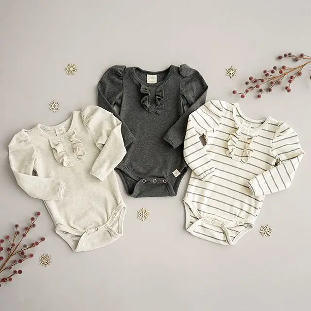 3 piece set Коллекция года, комплект из трех предметов, весенне-осенний комбинезон с круглым вырезом для новорожденных мальчиков и девочек, комбинезон с оборками, одежда с длинными рукавами Sunsuit - Цвет: 3 piece set
