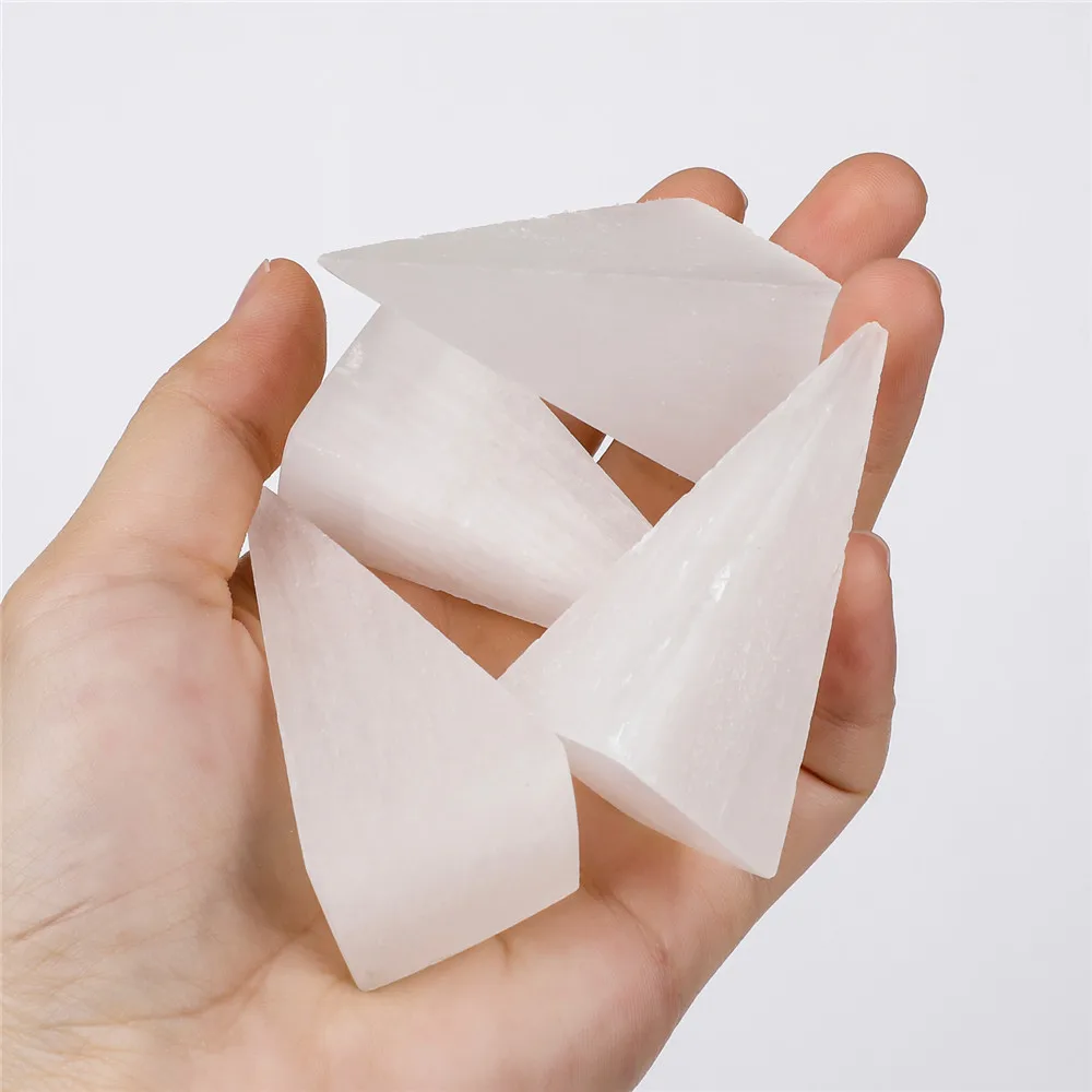 

1pcs pyramid selenite chakra natural stones home decoration white crystal quartz healing energy stones