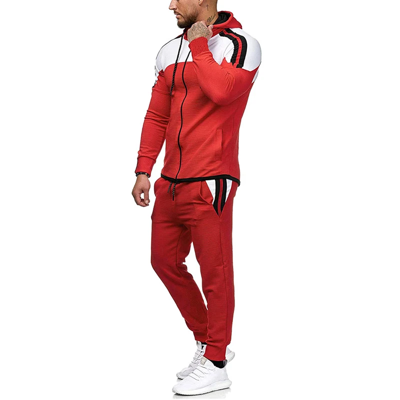 

2021 Brand Fashion Tracksuit Men Zipper Hoodies + Sweatpant Set Mens Gym Joggers Sweatshirts Suits Man Autumn Sportswear Sets