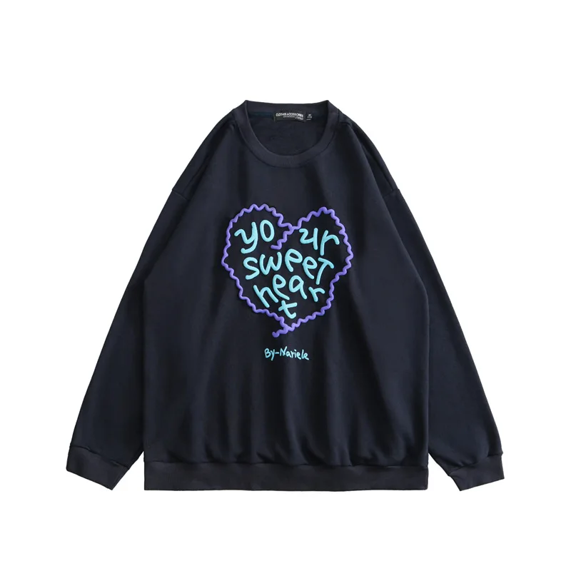 

Harajuku Streetwear Sweaters Sweet Heart Print Pattern Knitted Oversize Sweatshirt Fashion Casual Pullover Tops Coats Autumn