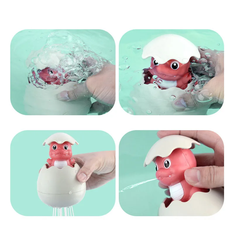 Baby bathroom bath toys floating spray eggs children playing with water dinosaur |