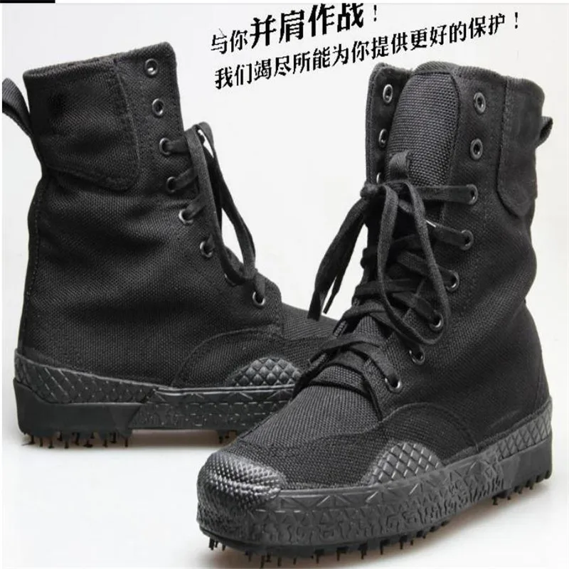 Ботинки парусиновые мужские с высокой талией черные | Обувь