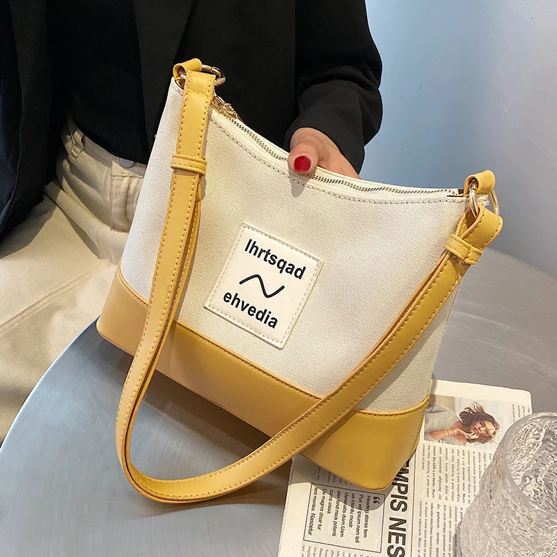 

Fashion Canvas Crossbody Messenger Bag for Women 2021 Summer Luxury Brand Chain Shoulder Handbags Female Travel High Quality