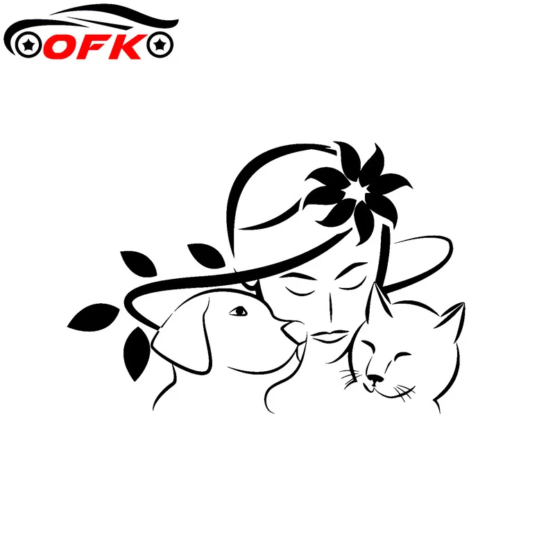

Vinyl Decal Veterinary Clinic Woman Animal Cat Dog Car Stickers To Cover Scratches Sunscreen Waterproof 15.2CM*10.4CM