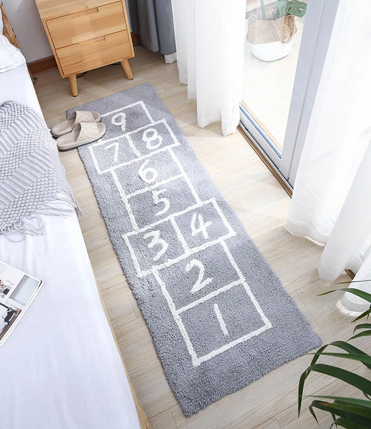 Цифры площадь ковер гобелен кухня гобелен Enfant ШАМБРЕ Tapis Fourrure напольный коврик из хлопка ковры для спальни синий серый - Цвет: Серый