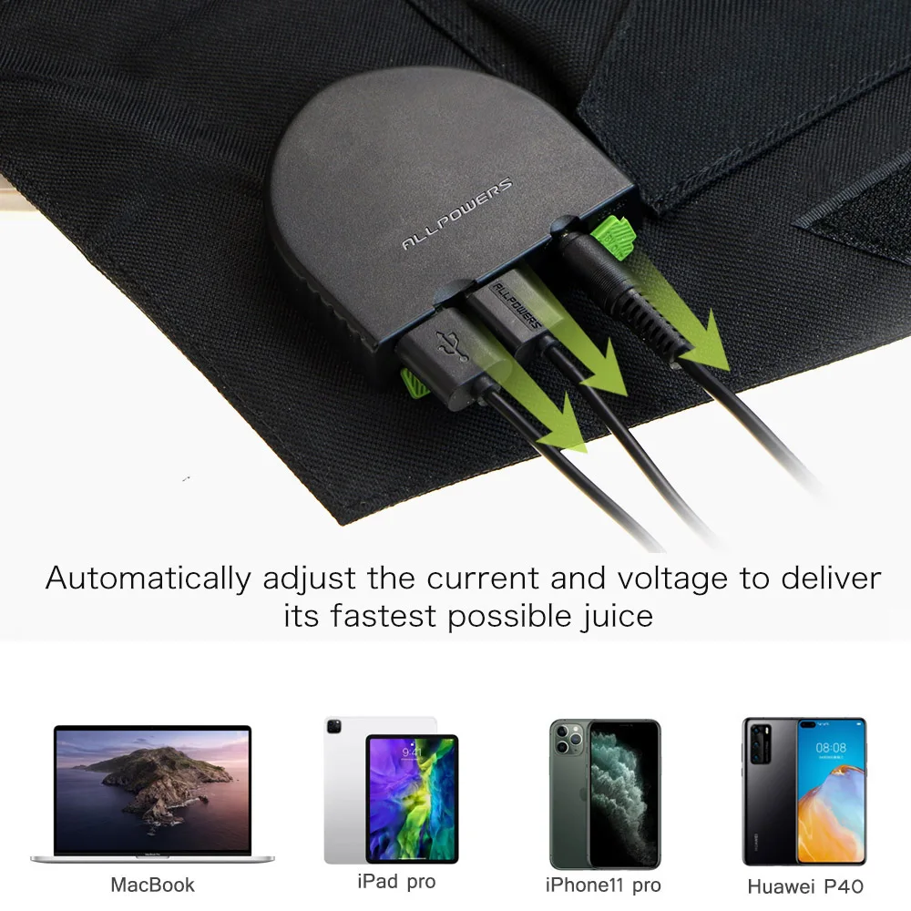 Портативное зарядное устройство ALLPOWERS AP-SP-012-BLA на солнечной батарее 2 порта USB 5V 2.4A