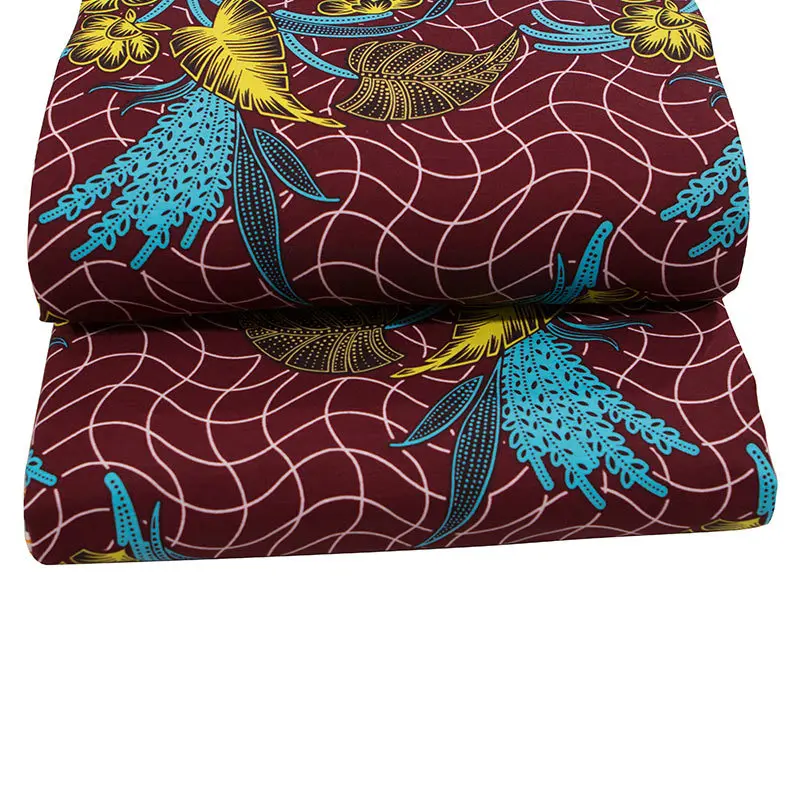 Африканская ткань 2019 Новые поступления модный желтый и синий цветочный принт