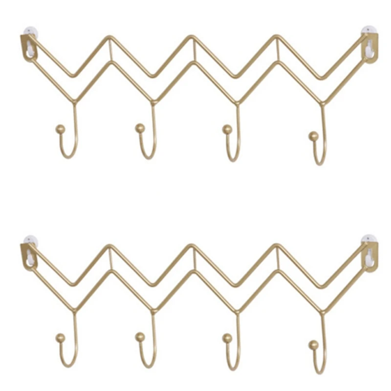

AAAK -Nordic Ins Home Decoration Iron Art Wave Wall Hanging Hook Key Wall Storage Hanger Bedroom Living Room Coat Rack