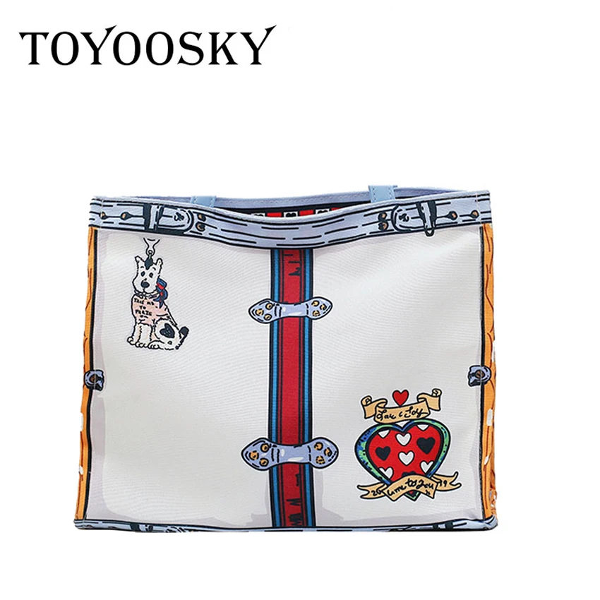 

TOYOOSKY женские сумки через плечо, модные 2020 новые вместительные холщовые сумки с принтом, сумки через плечо, женские брендовые роскошные сумк...