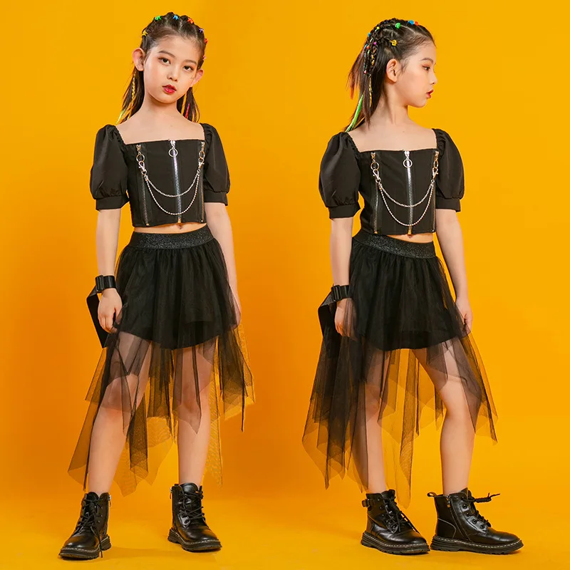 

61 Children Hip-hop Tide Girl Jazz Dance Suit Primary School Sports Cheerleading Performance Dress Country Tide Summer dance