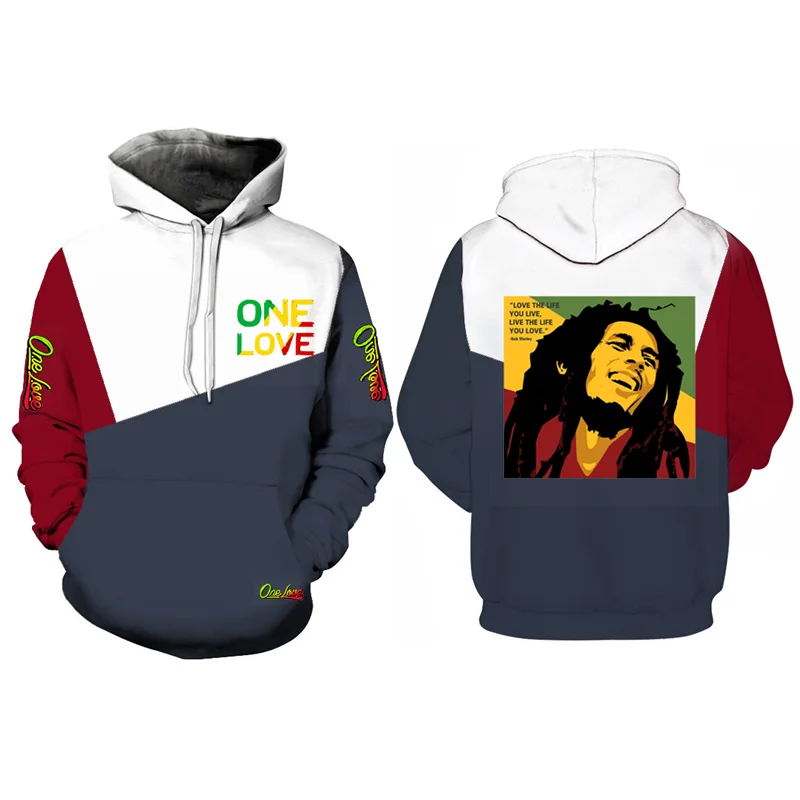 

Bob Marley Hoodie Fall 2021 Fashion Long Sleeve 3D Printing Rock Singer Harajuku Top Casual Sports Running Men's and Women's Wea