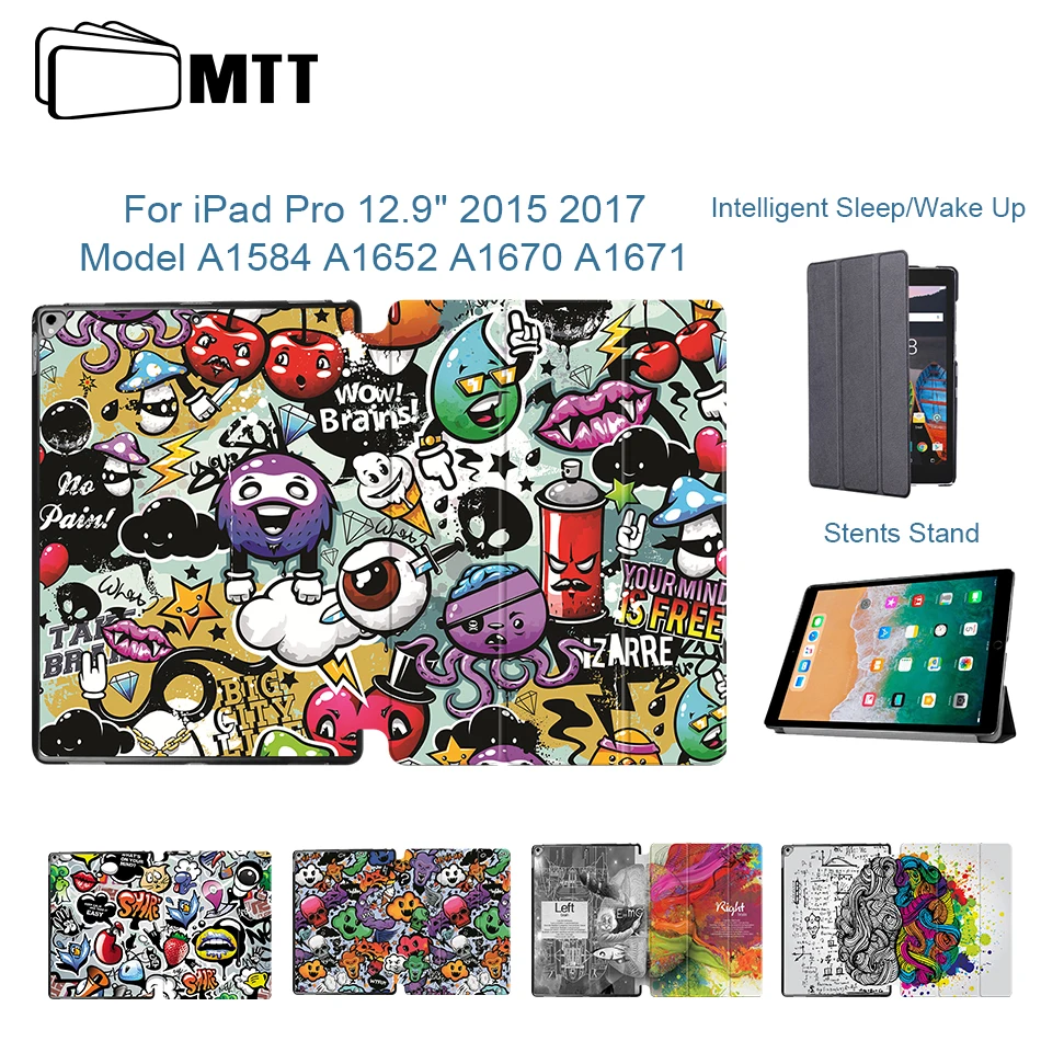 MTT Чехол для iPad Pro 12,9 дюйма из искусственной кожи флип защитный чехол для iPad Pro 12," мультфильм планшет для надписей чехол Coque