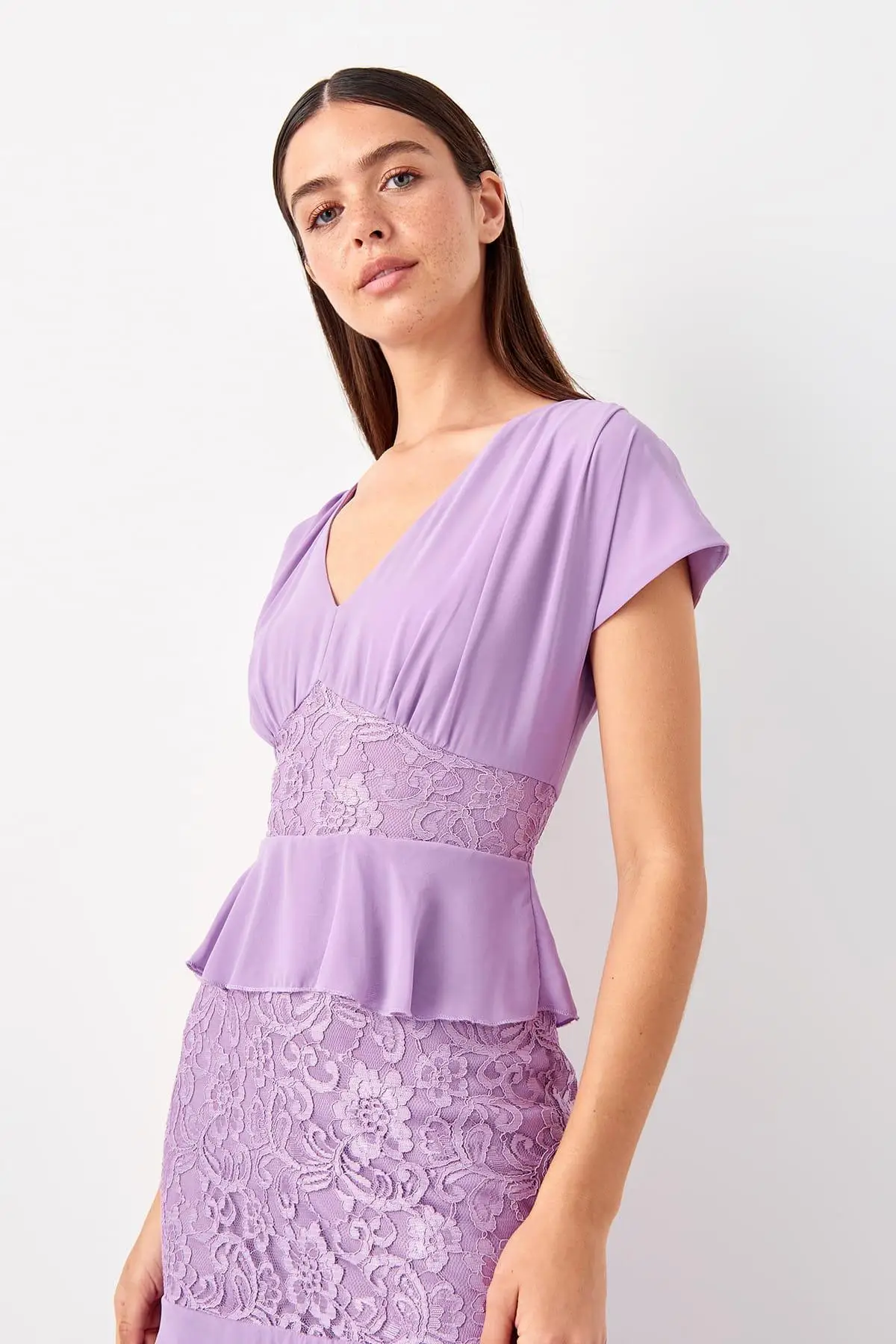 Trendyol Lilac кружевная отделка TPRSS19UT0201|Женские платья| |