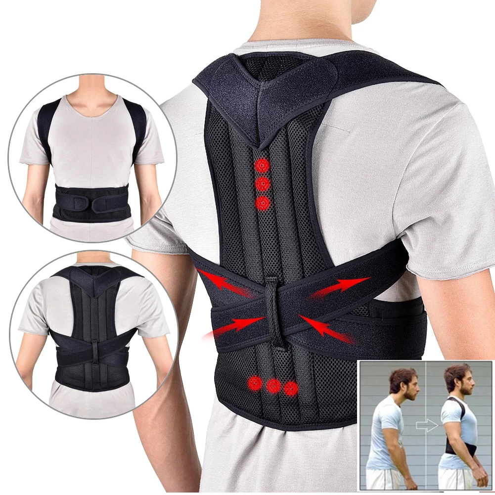 

Back Waist Posture Corrector Spine Brace Trainer Support Shoulder Lumbar Belt Vest Adjustable for Teenager Women Men (S)