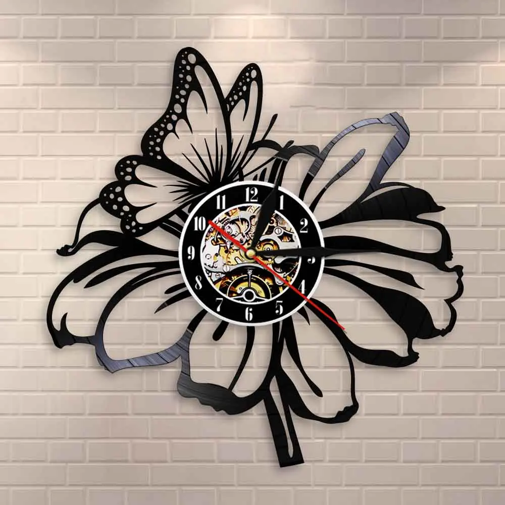 Настенные часы с изображением бабочек и цветов домашний декор настенные