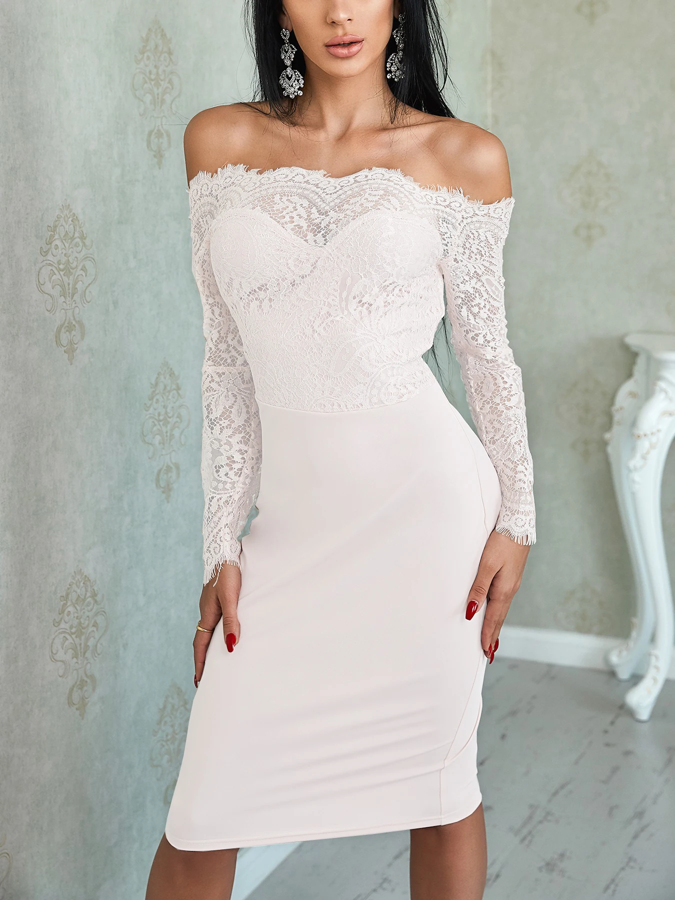 Элегантное платье для свадебной вечеринки Бордовое подружки невесты с кружевным