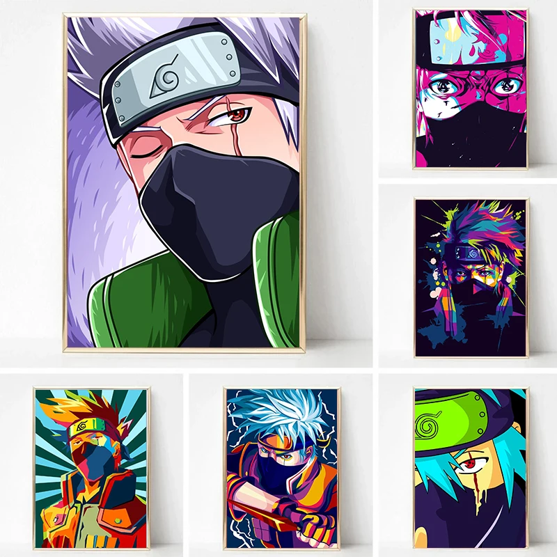 

Anime Naruto Kakashi Hatake Canvas Picture Wall Art Painting Kakashi Black and Colors Wpap Posters for Modern Home Decor Cuadro