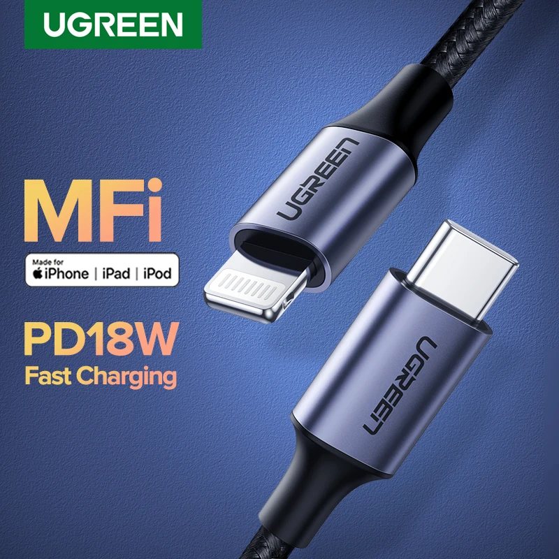 Ugreen MFi USB C к Lightning Кабель для iPhone 11 Pro XS Max X 8 18 Вт PD быстрое зарядное устройство кабель для передачи данных для Macbook iPad Pro USB C шнур