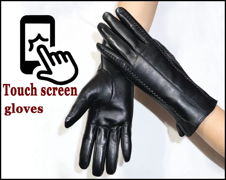 Женские перчатки из овчины зимние теплые бархатные короткие тонкие цветные