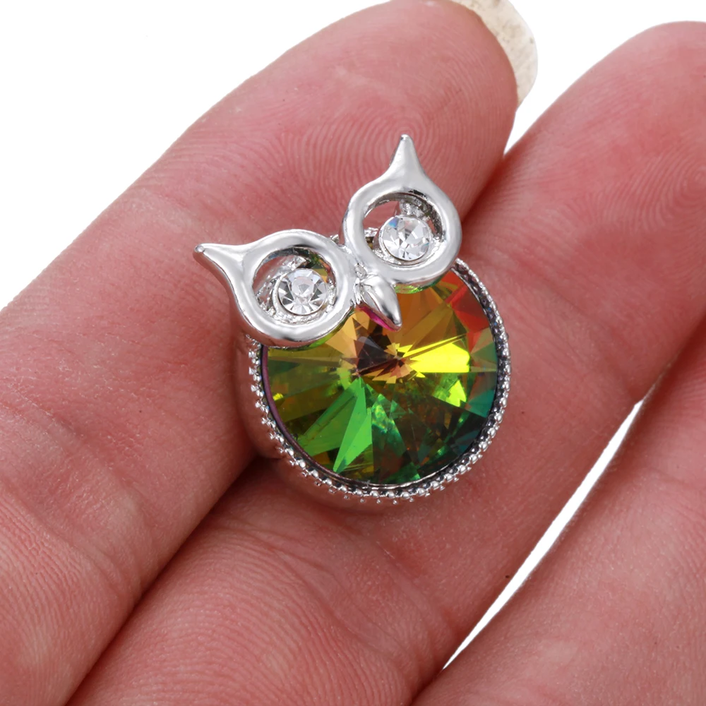 6 шт./лот новинка ювелирное изделие с кнопками античное серебро кристаллы Сова