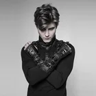 Перчатки мужские, черные, с микроэластичной вязкой, в стиле панк