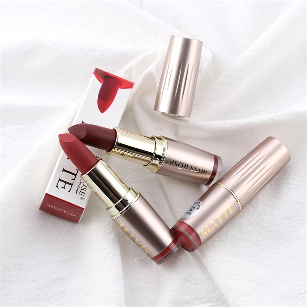Gold Tube Lipstick Lips Cosmetics Moisturizer Easy to Wear Pigments Waterproof Velvet Matte Batom Lip Sticks Makeup |