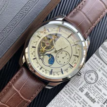 Top Luxury Tourbillon Watch Men Automatic Mechanical Wristwatch Fashion Stainless Steel Moon Phase Luminous Waterproof Watches