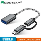 Кабель-адаптер Robotsky Micro USBType C 2 в 1, OTG, USB 3,0, кабель-преобразователь для быстрой зарядки и передачи данных для Samsung