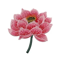 1pc blooming lotus flower applique embroidered sew on patches flower sticker for clothes bag craft repair diy home decoration
