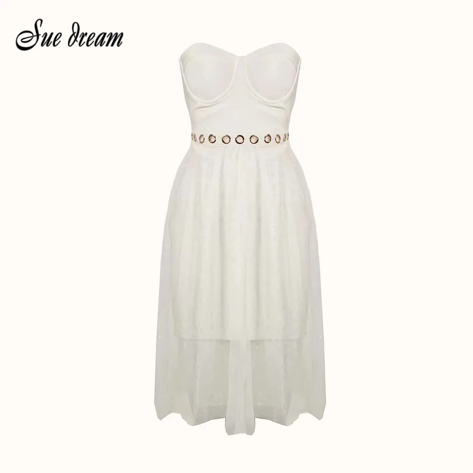 2021 летнее женское Новое Бандажное платье сексуальное Белое с открытыми плечами