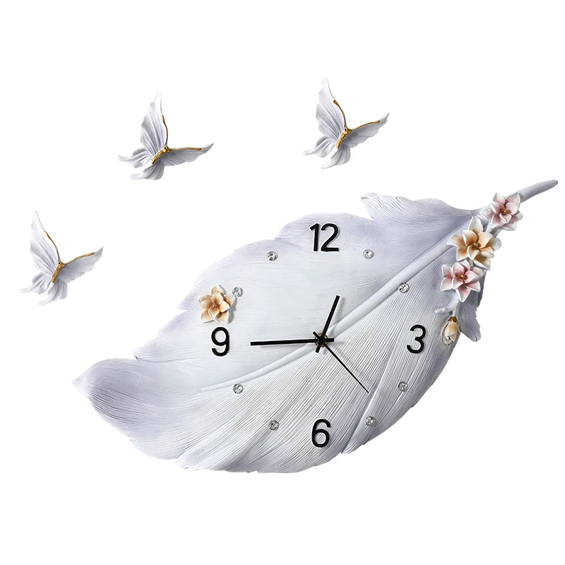 

Luxury Wall Clock Feather Nordic Stylish Living Room Clocks Art Modern Design Unique Reloj Decorativo Home Accessories AA60ZB