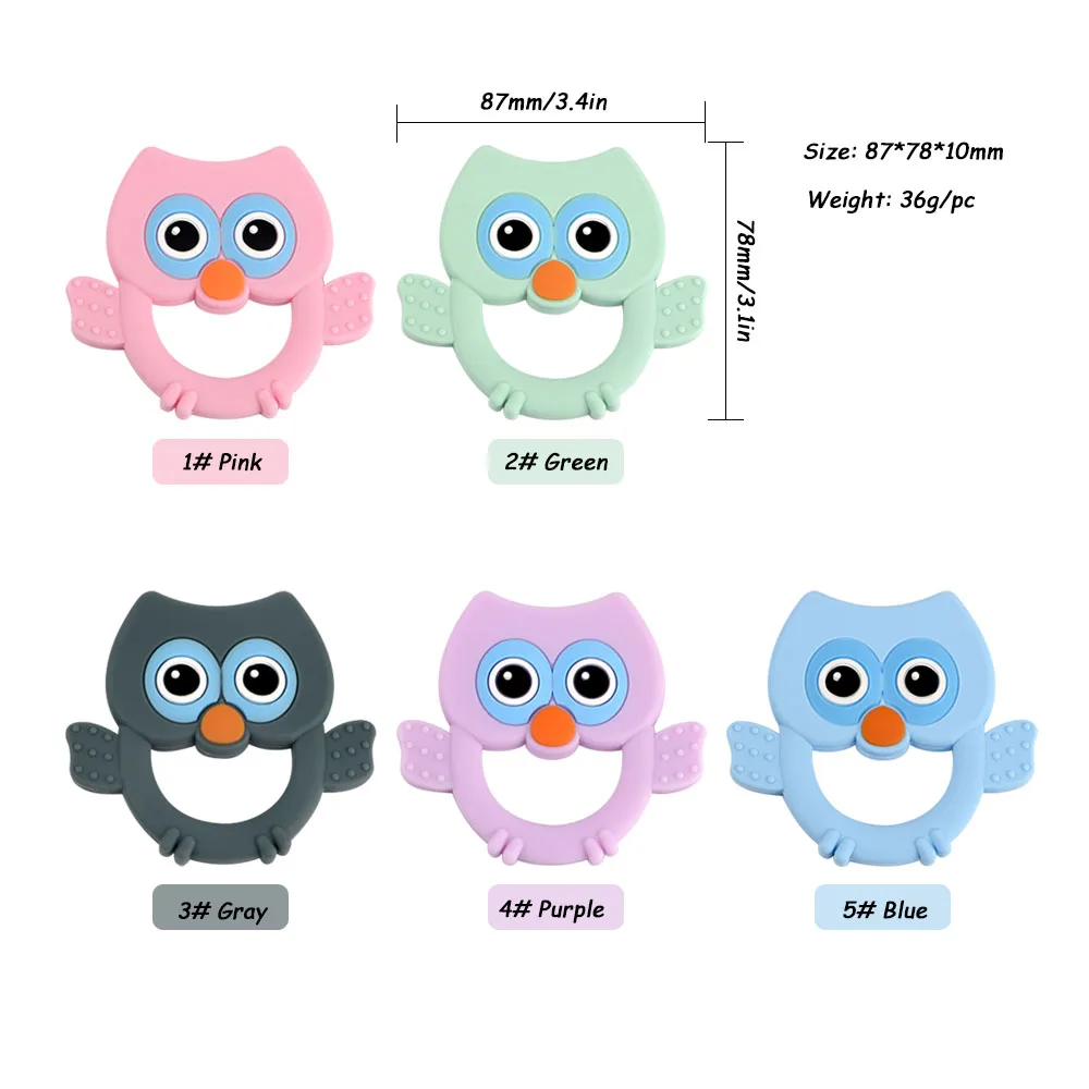 Kovict-mordedores de silicona de animales para beb&eacute;, accesorios de cadena de chupete de b&uacute;ho de dibujos animados, mordedor masticable para ni&ntilde;os, juguetes de lactancia, 5/10 piezas-4