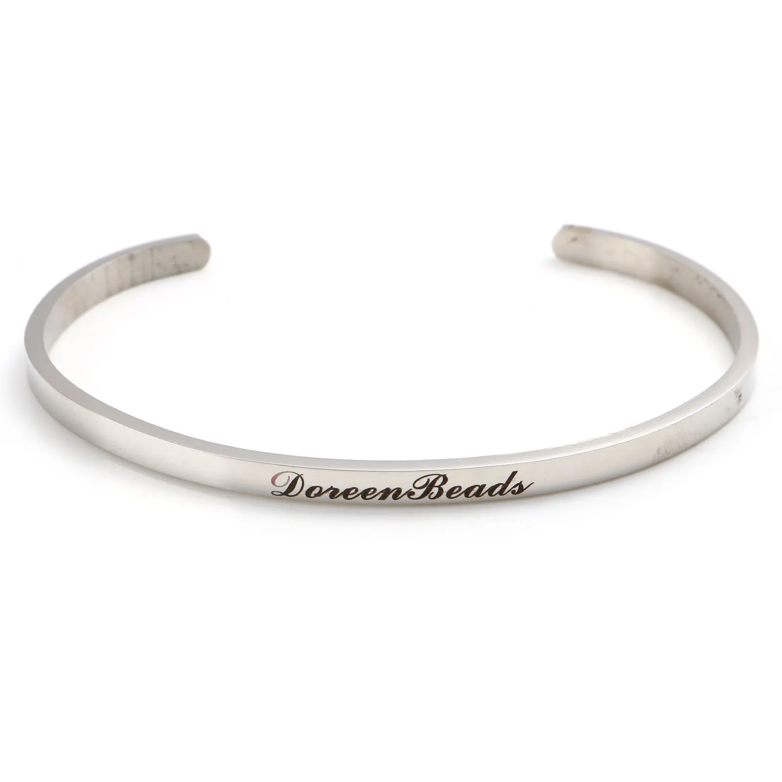 

Браслеты-манжеты DoreenBeads 304 из нержавеющей стали без рисунка, Серебристые Длинные Браслеты 17,5 см (6 7/8 дюйма), 1 шт.