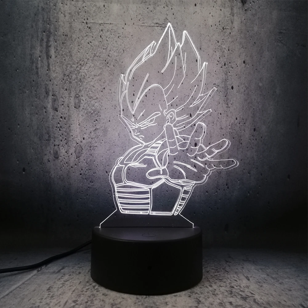 Vegeta led Super Saiyan Seven Dragon Ball 3D ночник лампа настольная красочная визуальная Иллюзия