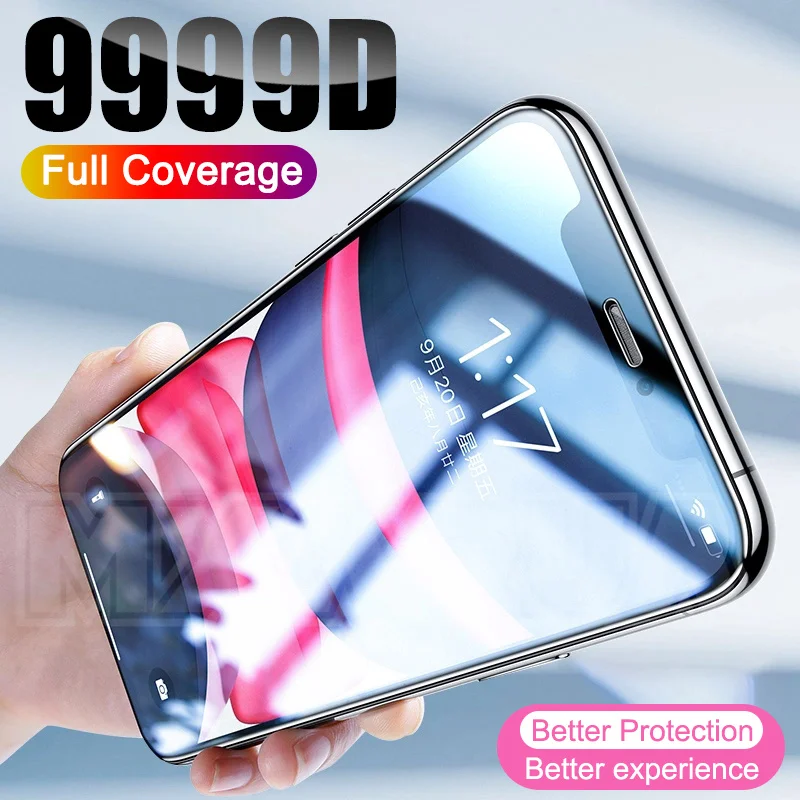 

9999D Full Cover Screen Protector For iPhone 12 11 Pro X XR XS MAX Tempered Glass On iPhone 6 6s 7 8 Plus 12 Mini Glass Film