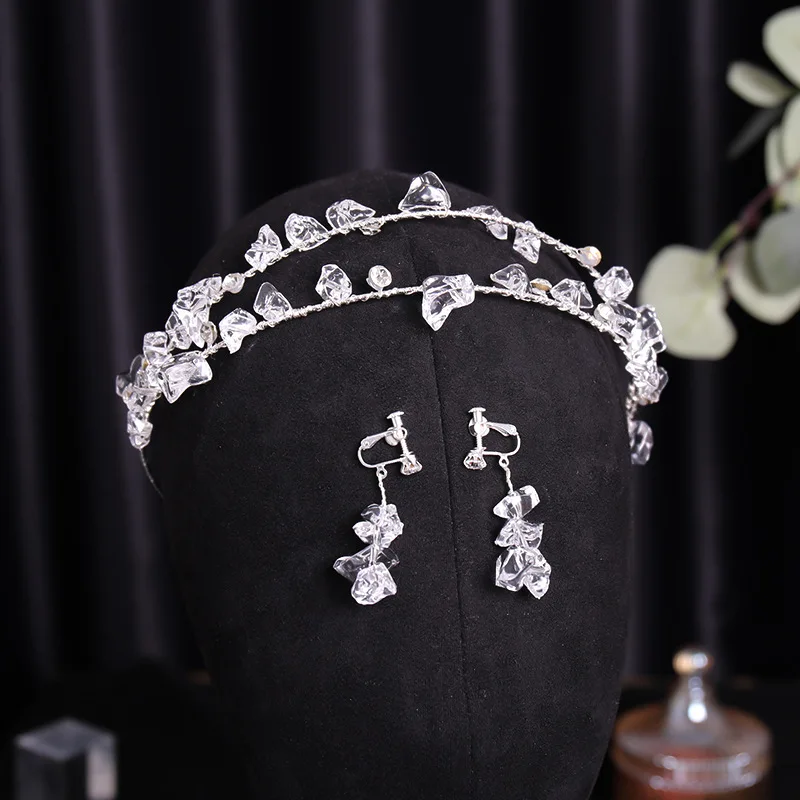 

Женские головные повязки и серьги ручной работы, красивый головной убор, диадемы, короны и серьги, аксессуары для волос