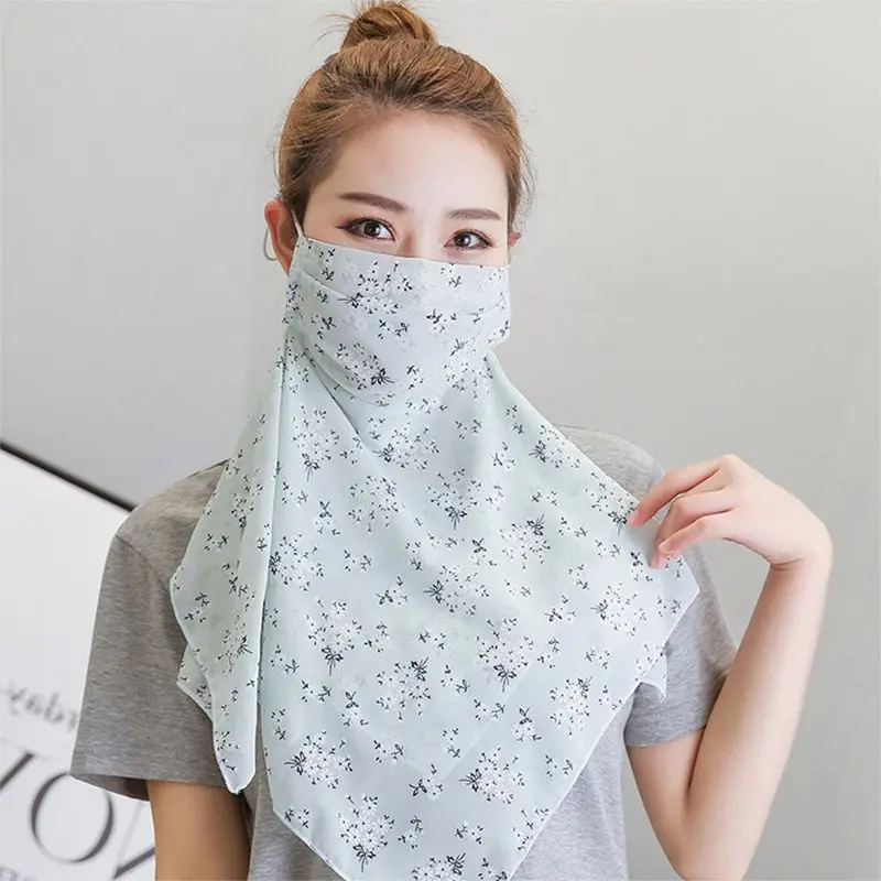 

Summer New Ladies Small Floral Long Sunscreen Masks Summer Anti-UV Scarf Masks