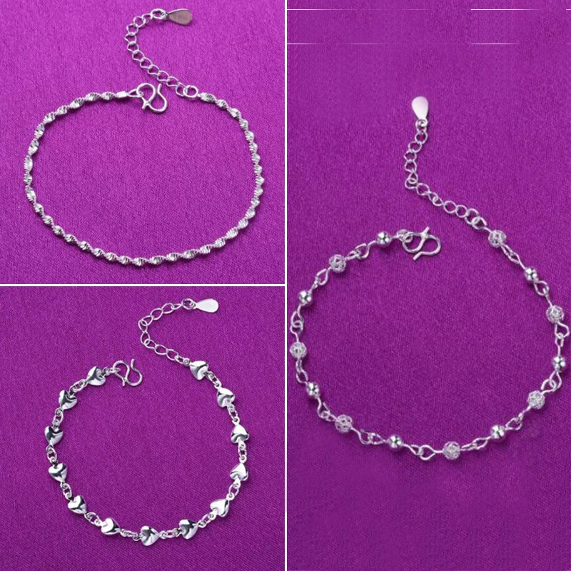 Браслет цепочка из серебра 925 пробы с бусинами шармами|Цепочки и браслеты| |