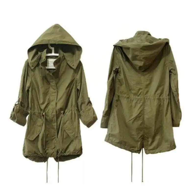 

New Womens Army Green Cotton Hooded Coat Fashion Military Style Coat Jacket Comfortable Simplicity Casual New Hot Sale 2020