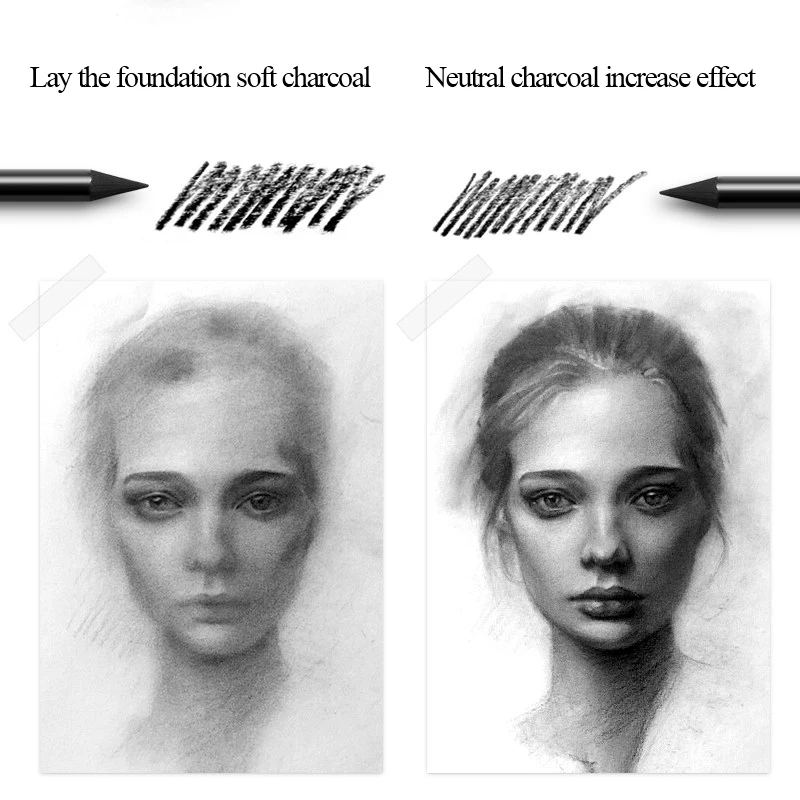 Marie's полный уголь/Углеродные карандаши не деревянные графитовые палочки эскиз