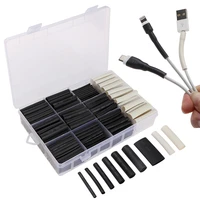 300pcslot polyolefin shrinking assorted heat shrink black white tube wire cable insulated sleeving heat shrink tubing set
