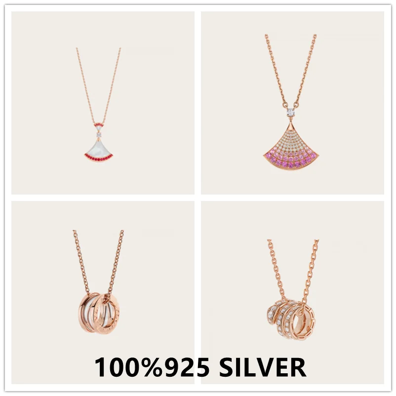 

925 sterling silver Necklaces Fashion Jewelry Women for Necklaces Lovers Christmas Gifts Skirt clavicle chain Christmas gifts