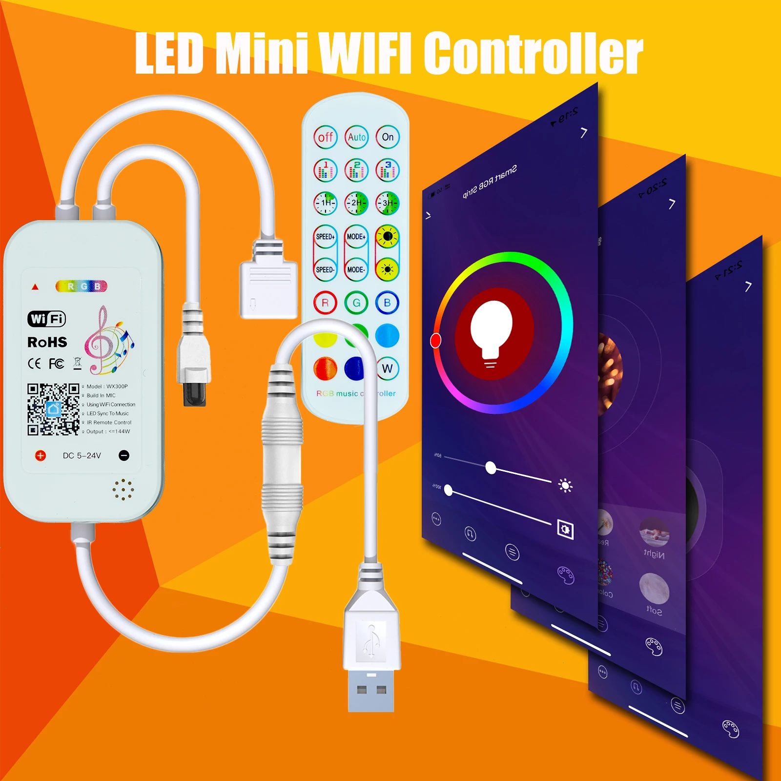LED Strip For TV WIFI USB Light With Connector RGB Backlight Remote Control Smart work with Alexa | Освещение