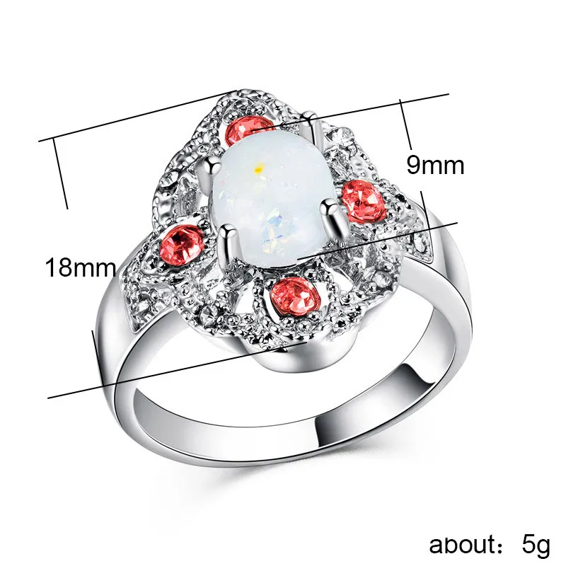 Hainon Новая мода овальный белый красный огненный опал кольца для женщин серебро