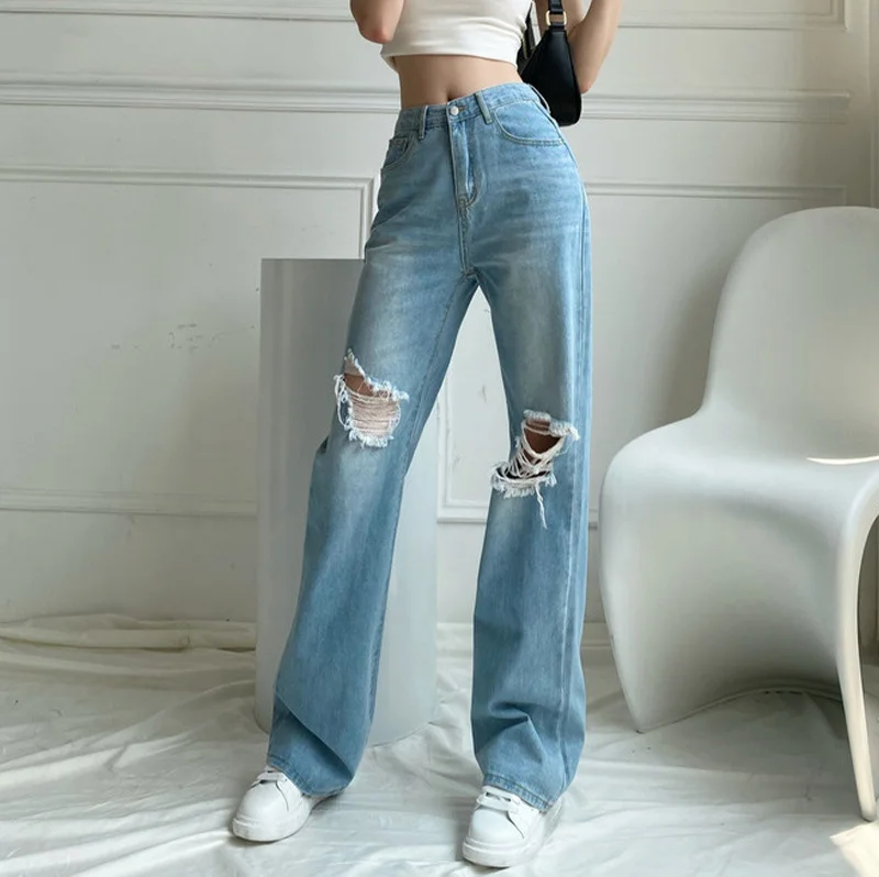 

Pants Female Women's Jeans Streetwear Boyfriend Jean Women Jeans Y2k Pants High Waist Mom Ripped Jeans 2021 Stright Trousers