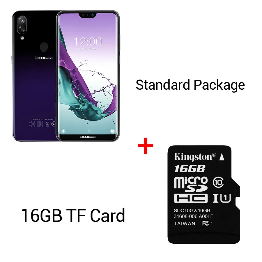 Purple n 16GB Card DOOGEE N10 мобильный телефон Octa Core, 3 Гб оперативной памяти, Оперативная память 32GB Встроенная память 5,84 дюймов FHD+ 19:9 Дисплей 16.0MP Фронтальная камера 3360 мАч Android 8,1 4glte - Цвет: Purple n 16GB Card
